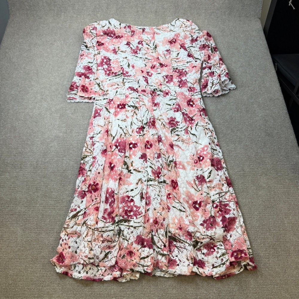 MSRP $89 Rabbit Rabbit Rabbit Design Womens 18 Blush Floral Dress Round Neck - Picture 6 of 8